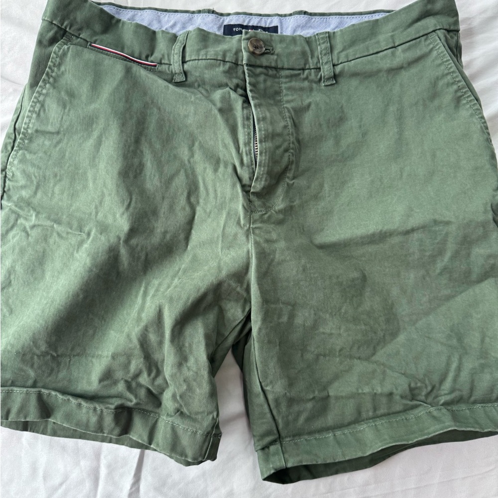 Tommy Hilfiger Sage Green Flat Front Shorts